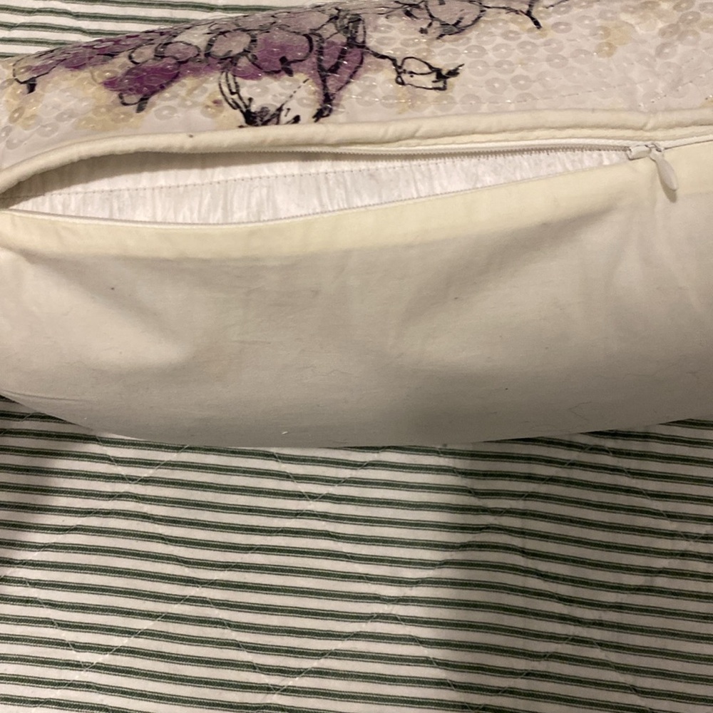 Floral Sequin Accent Pillow - Purple and Cream - Picture 2 of 5